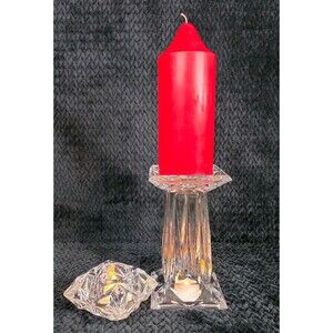 PartyLite Quad Prism Pedestal Candle Holder with Tealight Insert – Early 2000s